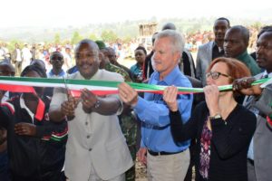 His Excellency, the President of Burundi, cutting the ribbon at vocational training school